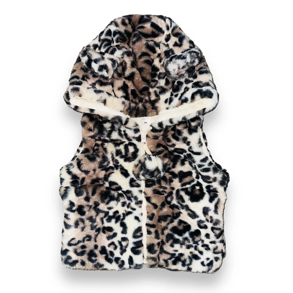 Widgeon Leopard Cheetah Vest Fur Fuzzy 24 Months Infant Girls Ears A9
